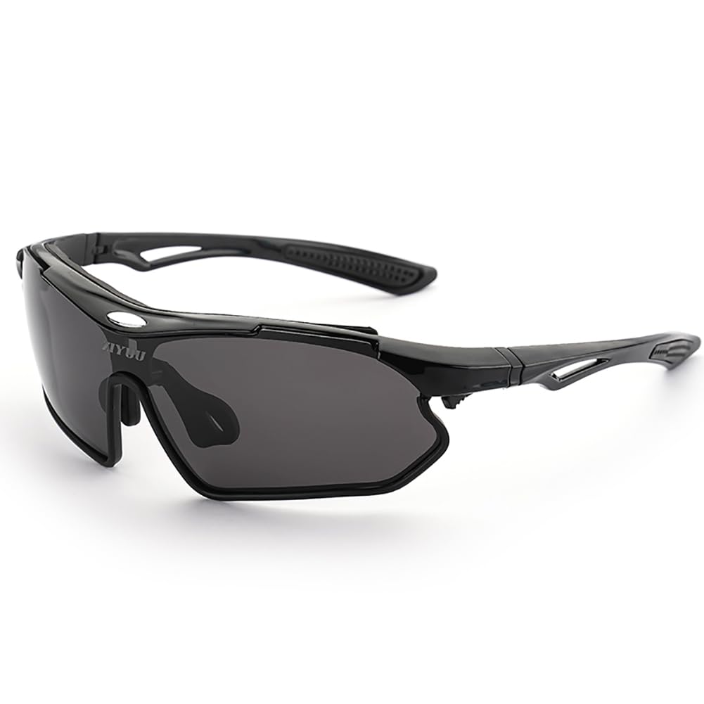 

Jiyuu Suimin Спорт Поляризованные UV400 Регулируемый Нос TR90 ПК Подходят для Горных Черные Солнцезащитные Очки, Линзы, Легкие, Нескользящий Ремешок, Защита, чёрный