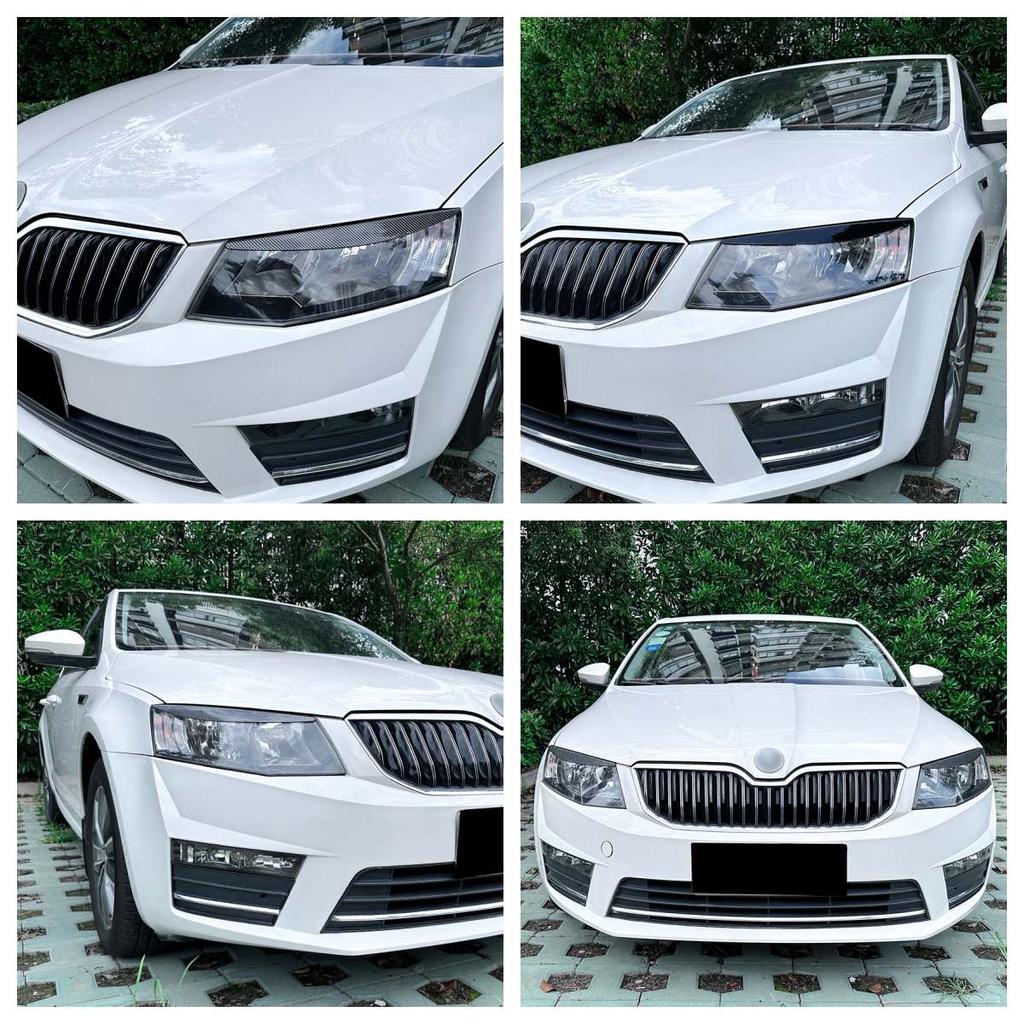 Headlight Lamp Eyebrows Cover Trim For 2015-2017 Skoda Octavia Mk3 Car Auto Eyelids Lids ABS Glossy Black