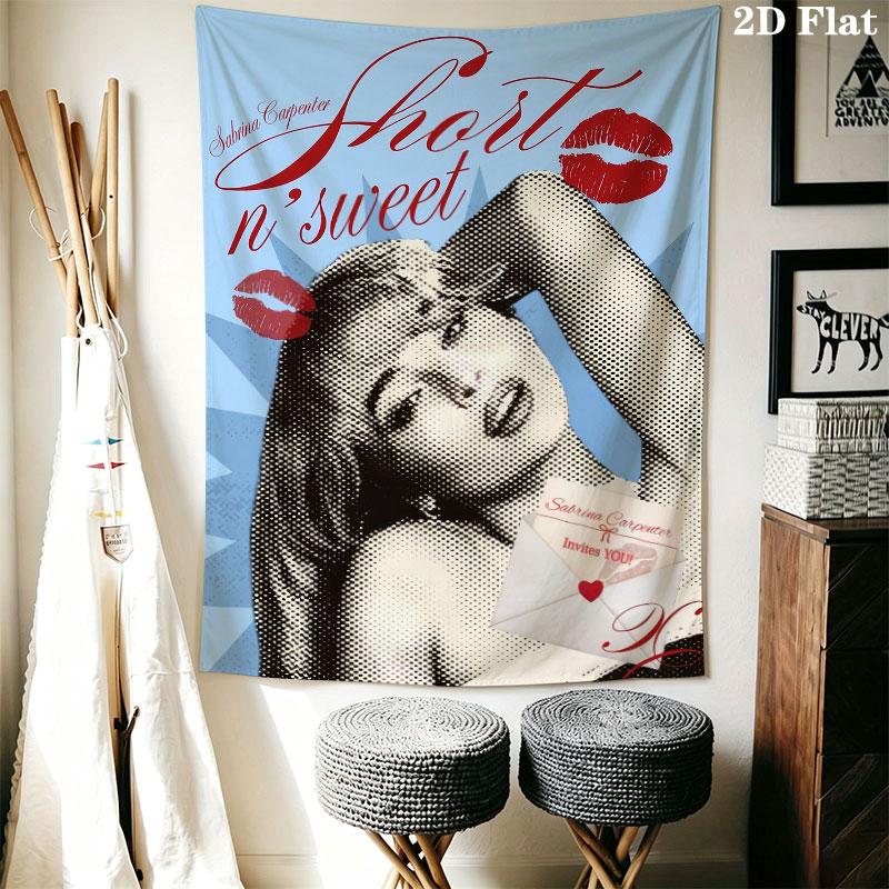 Sabrina Carpenter Rhythm Wall Hanging Printed Fabric Blanket Decorative Tapestries for Bedroom Living Room Home Decor