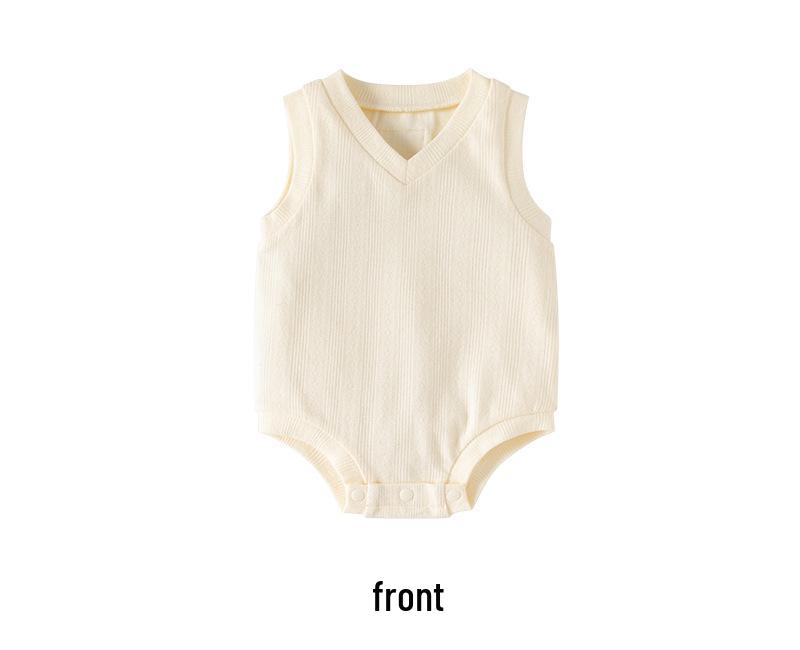 Unisex Summer Baby Bodysuit - Pure Cotton Jacquard Newborn Romper Gift