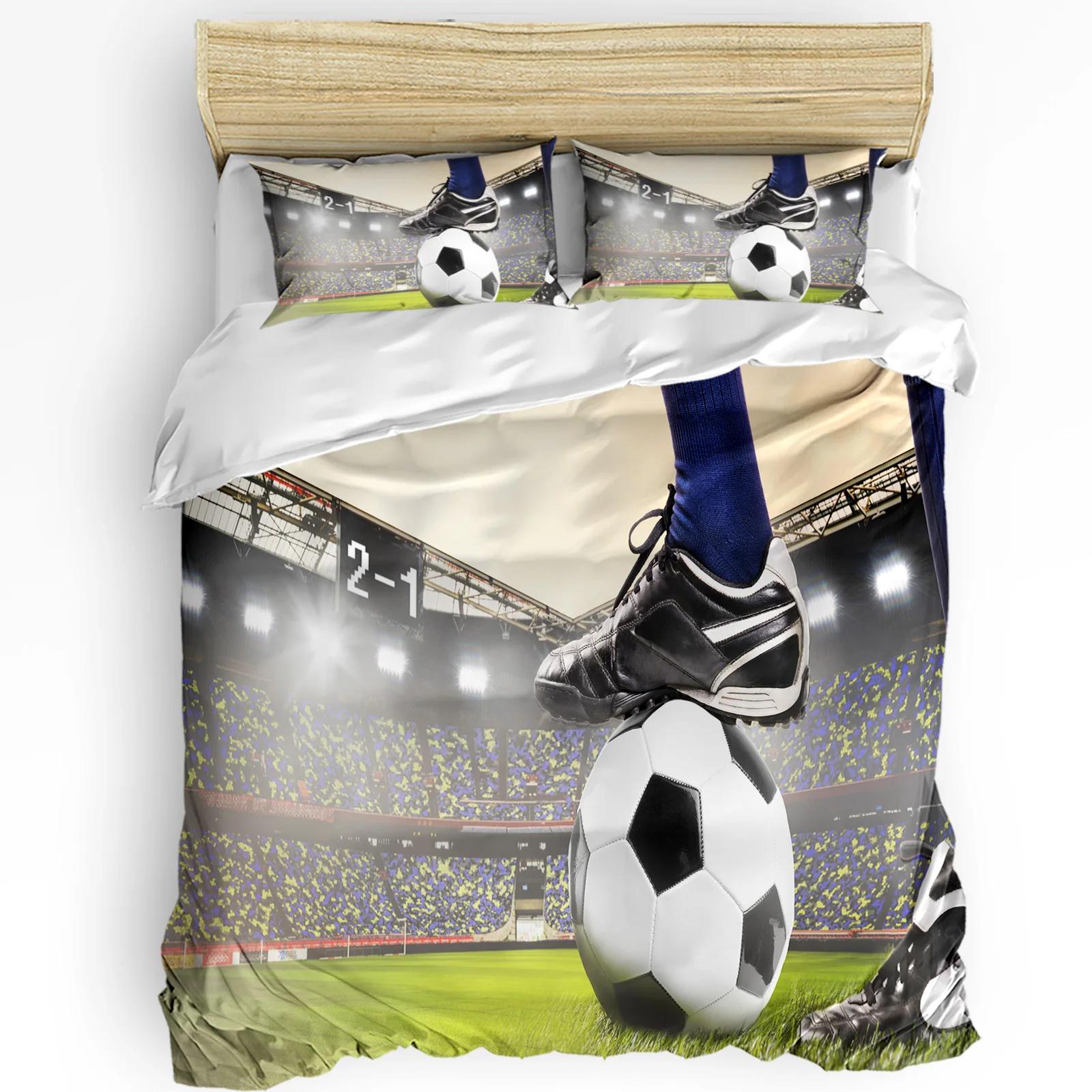 

Cozy Elegant Soccer Football Game Printed Comfort Pillow Case Home Textile Boy Kid Teen Girl Luxury 3pcs Quilt Comforter (quilt)-EU Single(135*200cm)3pcs