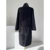 Winter Long Black Luxury Elegant Stylish Thick Warm Fluffy Hairy Soft Faux Mink Fur Coat Women Stand Collar Sashes