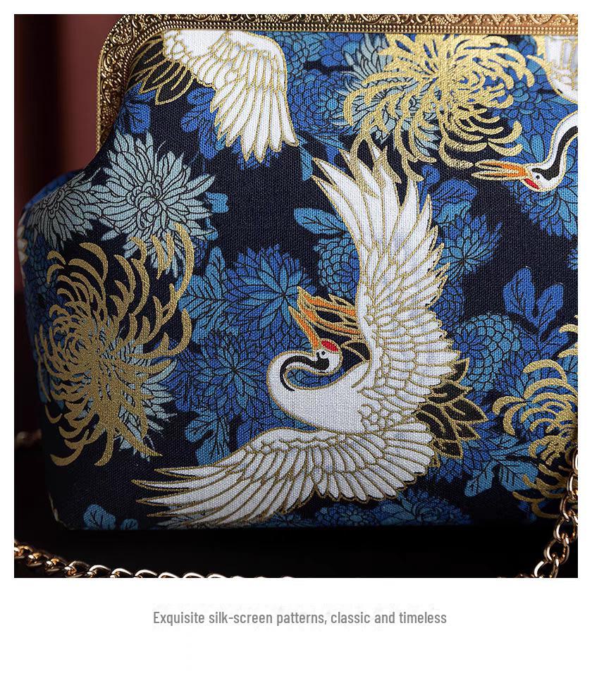 Elegant Chinese Ethnic Hanfu Cheongsam Retro Handbag - Gold Shoulder Crossbody Bag