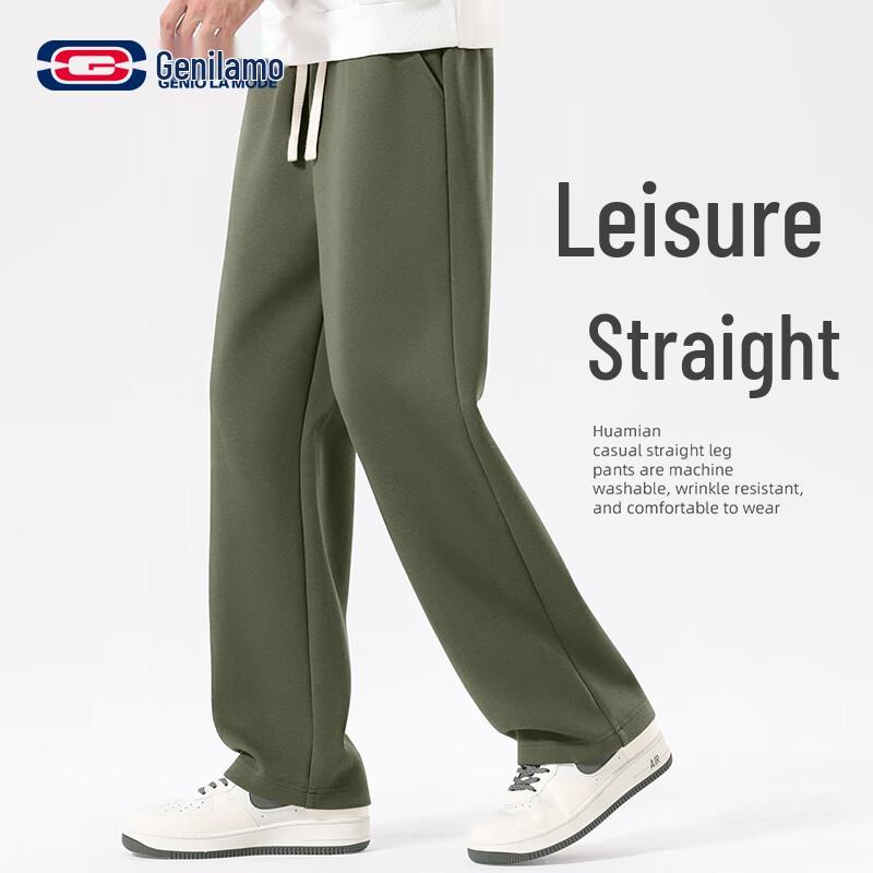 

GENIOLAMODE Men s Loose Straight Casual Trousers M