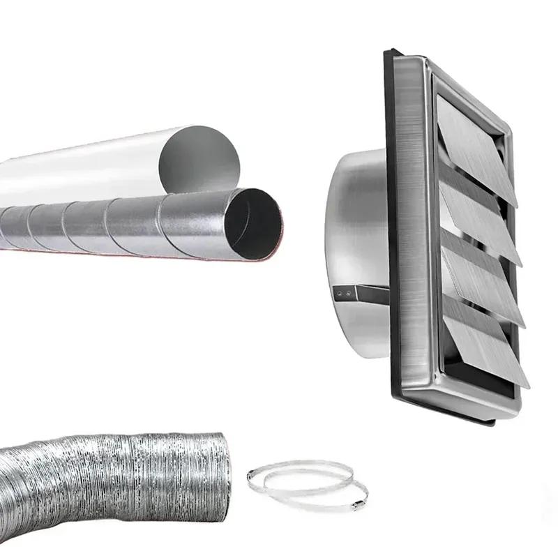 1pcs 100/125/150mm Stainless Steel Air Vent Wall Ventilation Cap Movable Square Air Outlet Kitchen Wall Grilles Duct Cover