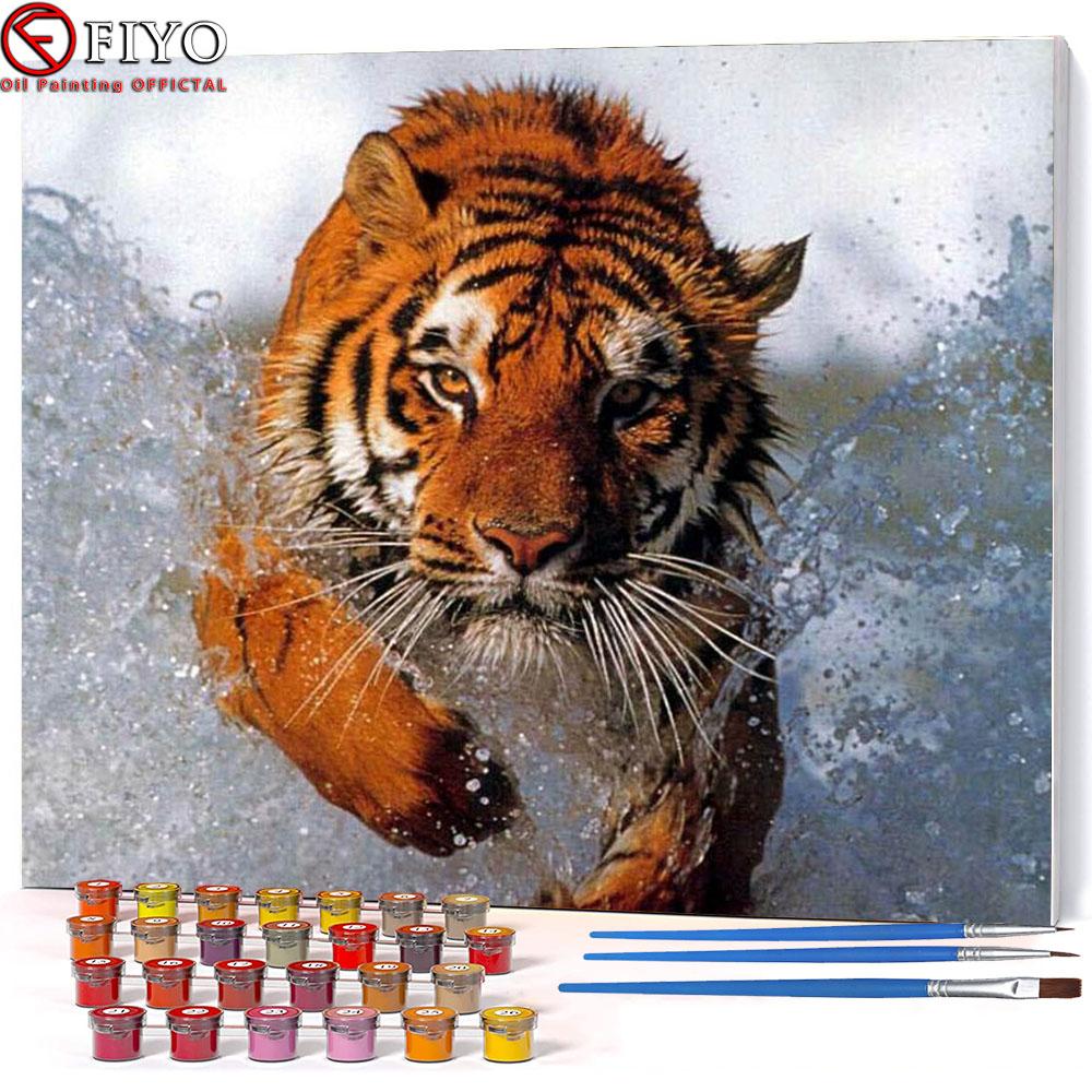 Buy 24 Color Digital Oil Painting Animal White Tiger Kits DIY ...