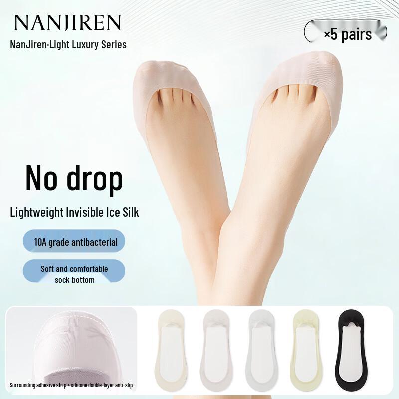 Nanjiren Women s Ultra-Thin Ice Silk Anti-Slip No-Show Socks One Size