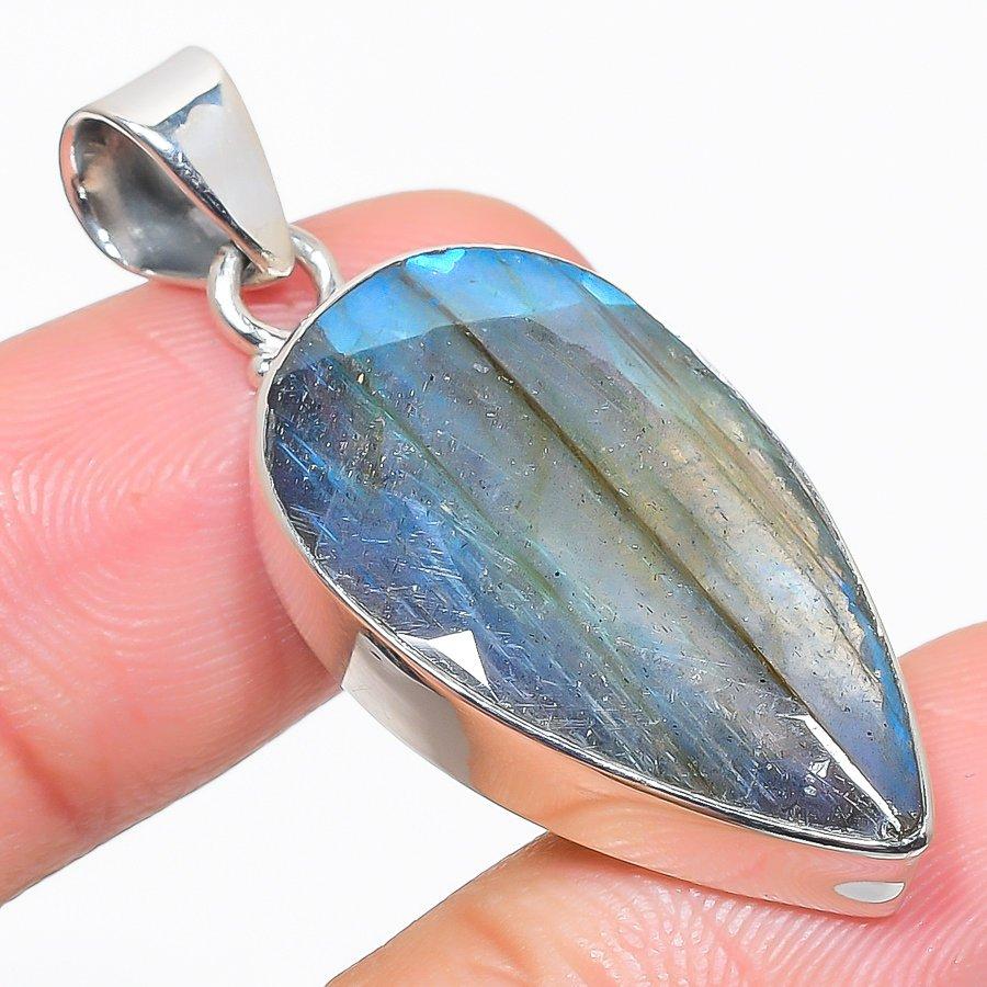 

Подвеска из натурального лабрадорита из стерлингового серебра 925 пробы 1,50 дюйма k7m00