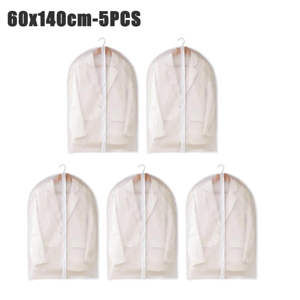 1-10PCS Clothes Dust Cover Transparent Thickened Washable Dust Bag PEVA Household Dust Cover Coat Suit Cover Hanging Clothes Bag