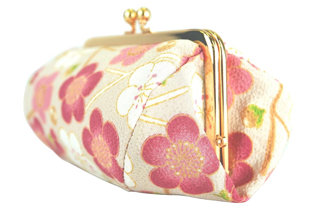 Wa KOMONO Komon Kobo Uni Hergestellt in Futago Chirimen Japanisches Muster Kosmetiktasche Pflaume Einheitsgröße (0105-4) Seni, Japan, [Moderne Blüte/Rosa],