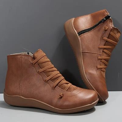 Fashion Snow Boots Women Winter Spring Fashion Flat Shoes Woman Short Vintage Women Boots with Fur 2024 New Lace Up Comfortable Boots