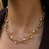 Design sense Classic style 18K gold pearl chain necklace Versatile trend jewelry