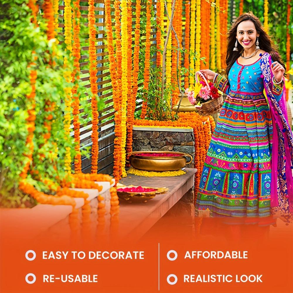 1.5m Marigold Garland Long Strands Artificial Fake Plant  for Halloween Day of The Dead