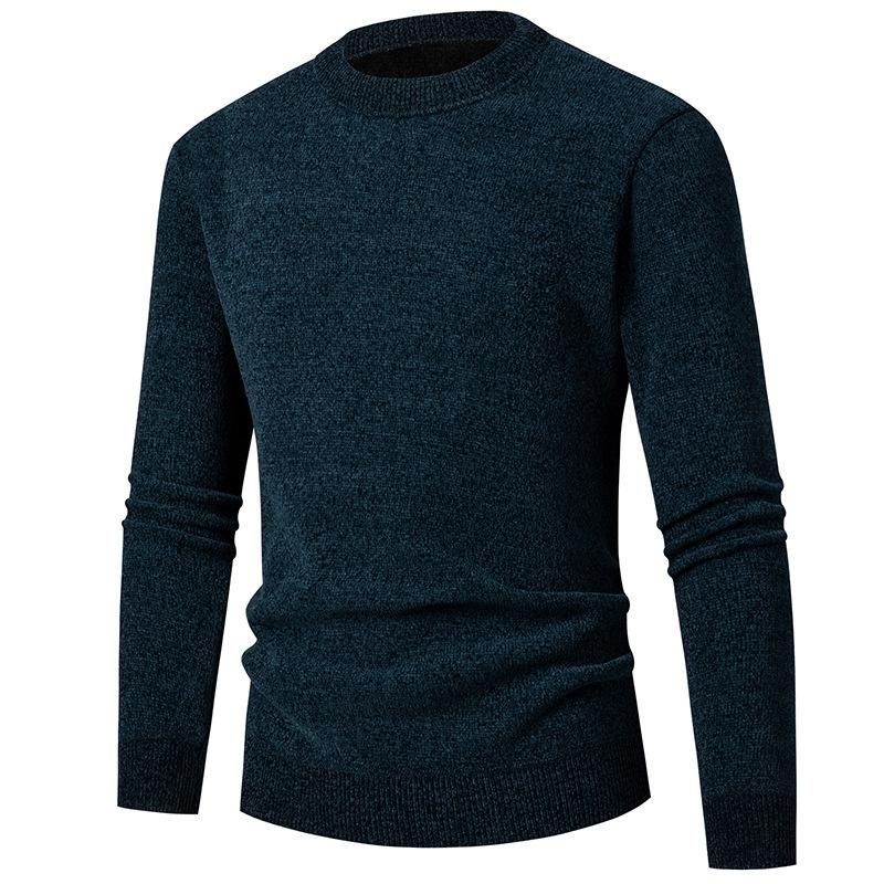 Winter Men's Business Casual Sweater Crew Neck Long Sleeve Plush Bottom Shirt