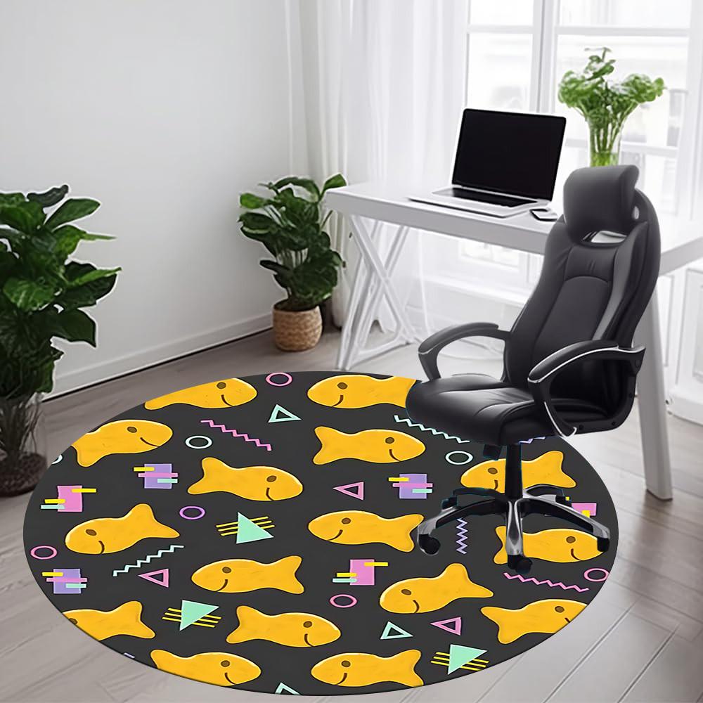 1PC Goldfish Biscuit Shapes Office Round Area Rug, Mat Suitable For Office, Under Office Chairs Bedroom Living Room Home Decor, Room Deco