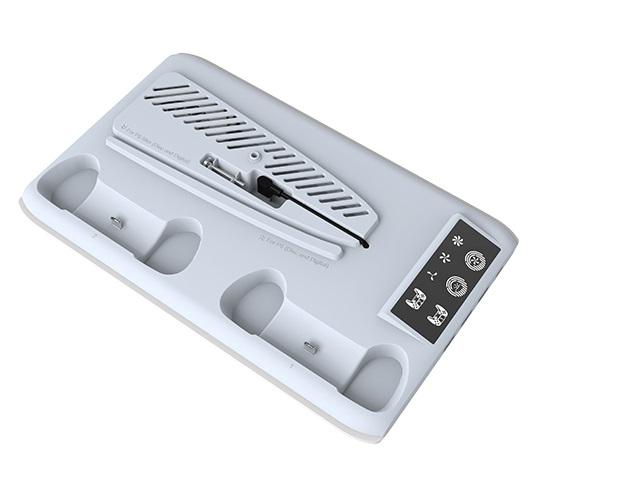 

Зарядное устройство для двух контроллеров IPLAY для консоли Playstation 5, 3 уровня регулировки скорости вращения вентилятора, 3 USB-концентратора HA-8008 белый