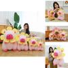 Adorable Pink And Brown Sunflower Capybara Plush Toy Soft Pillow For Kids And Girls