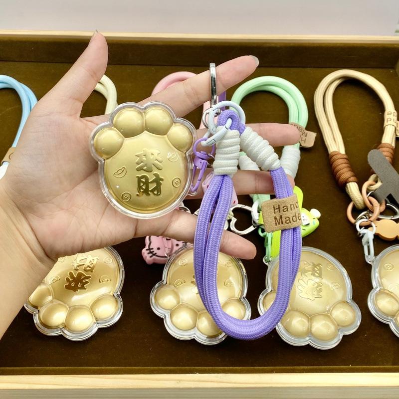 999 Pure Gold Lucky Cat Paw Phone Charm: Double-Sided Wealth-Attracting Omamori Cat Gift
