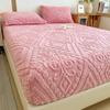 3D Embossed Velvet Bed Cover Thick Warm Plush Fitted Bed Sheet Non-Slip Elastic Mattress Cover Breathable, noiseless mattress cover,