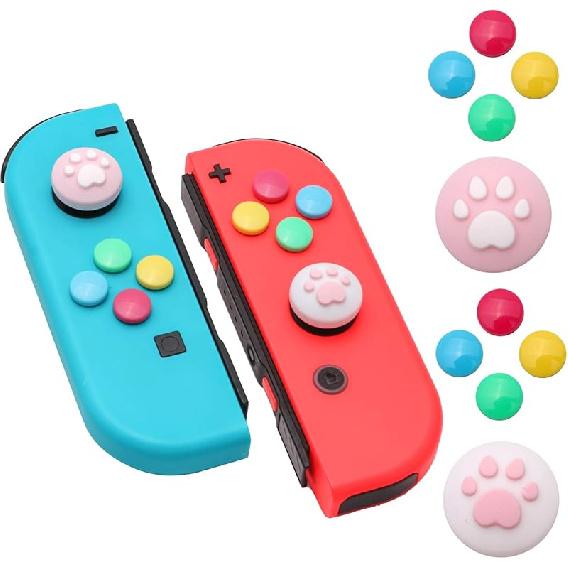 Paw Print Thumb Grip Caps for Nintendo Switch, Button Cap Set for Nintendo Switch Joy-con - Animal Crossing New Horizons Theme