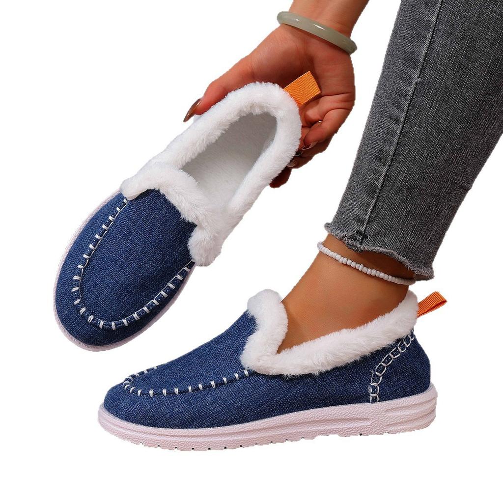 Winter new thick-soled snow boots women's fleece thickened fluff warm large size sewn bag women's cotton shoes