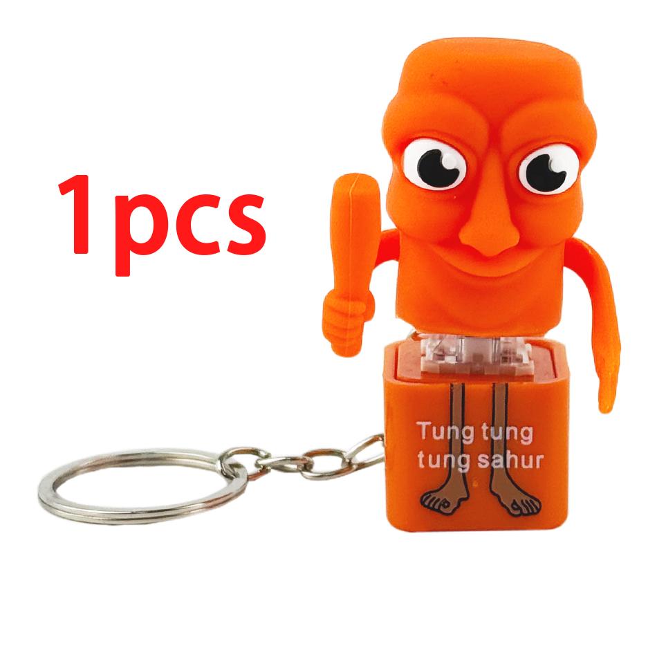 Action Figure 3D printed Tung Tung Tung Sahar Collectible Viral Brainrot Expression Pack Toy Wooden Stick Man Keychain Gift