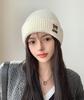 Nuovo cappello lavorato a maglia, viso piccolo in autunno e inverno, paraorecchie, cappello a pullover, caldo, a coste e ispessito, versatile cappello in lana per circonferenza cranica ampia