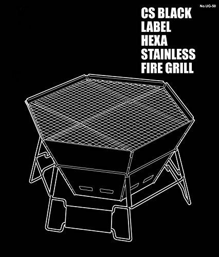 Captain Stag UG-50 CS Black Label BBQ Stove, Fire Pit, and Dutch Oven, 3-in-1, Hexa Stainless Steel Fire Grill with Bag