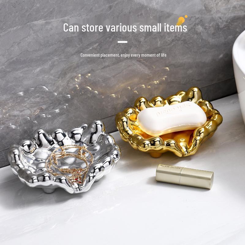 Deluxe Electroplated Soap Dish with Drain & Punch-Free Wall Mount