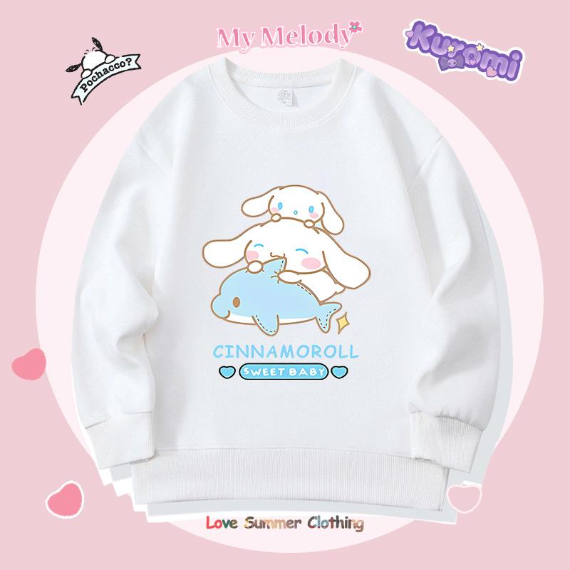 Girls Crewneck Sweatshirt My Melody Sario Cute Hoodie Clothes Kawaii Girls Kuromi Sweatshirt Spring Autumn Sweatshirt Child Tops