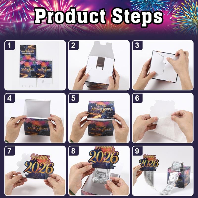 Christmas Money Boxes Cash Gift Boxes Happy New Year Fireworks Bank Note Box Party Festival Atmosphere Surprise Decorations Prop