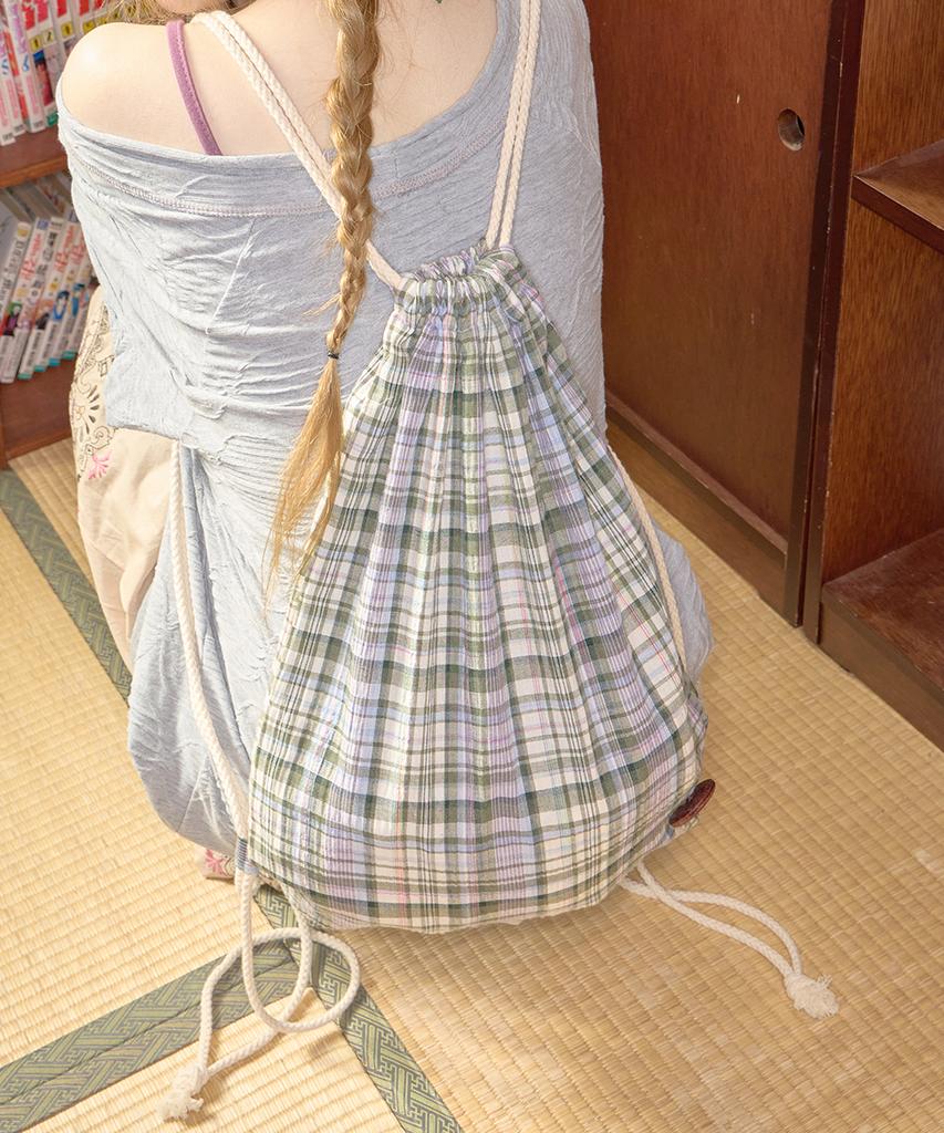 Kiibi Check Pattern Gym Sack Purple