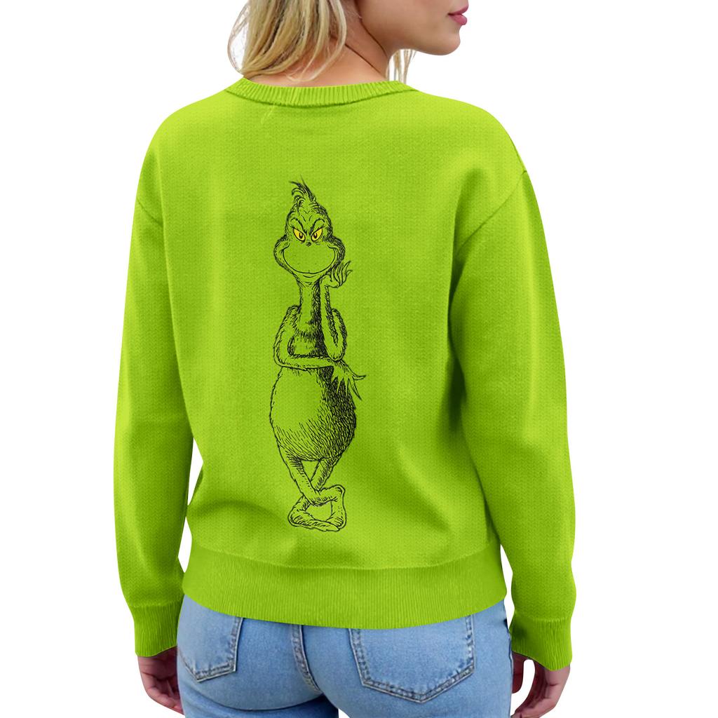 Dámský vánoční svetr Roztomilý zábavný vánoční svetr Podzimní a zimní svetr s dlouhým rukávem Pletený svetr