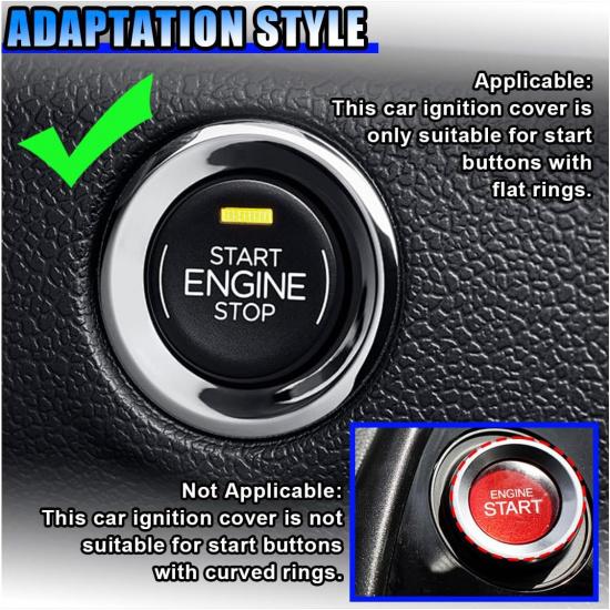 Bling Car Push to Button Cover, Rhinestone Ignition Button Protective Cap, Diamond Engine Start Button Stickers, Universal Car Interior Decor