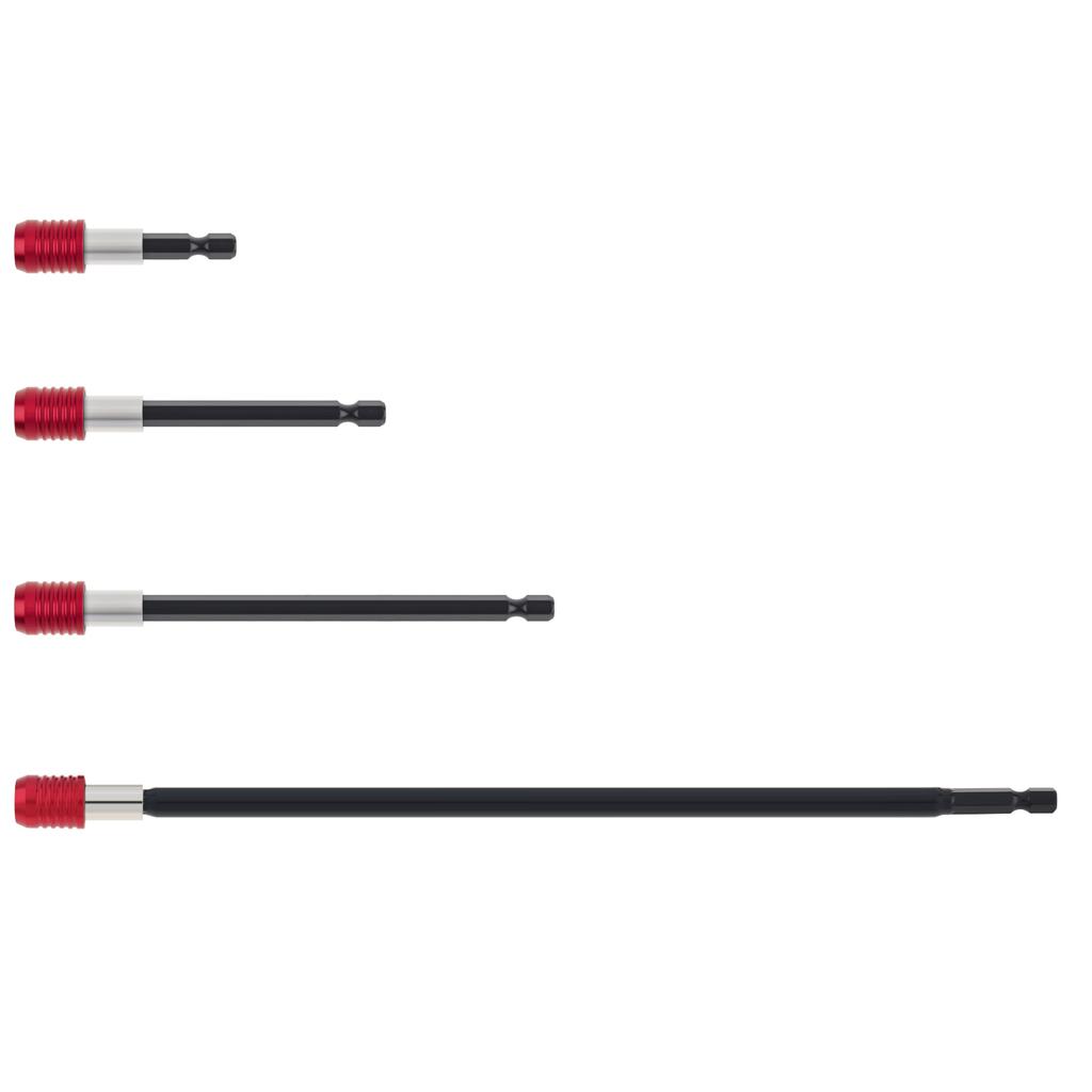 4 Stück 60-300 mm Chrom-Vanadium-Stahl Magnetischer Bithalterstab, Schnellverschluss 1/4 Sechskantadapter für Schlagschrauber, Schrauben, Muttern, Bohrer