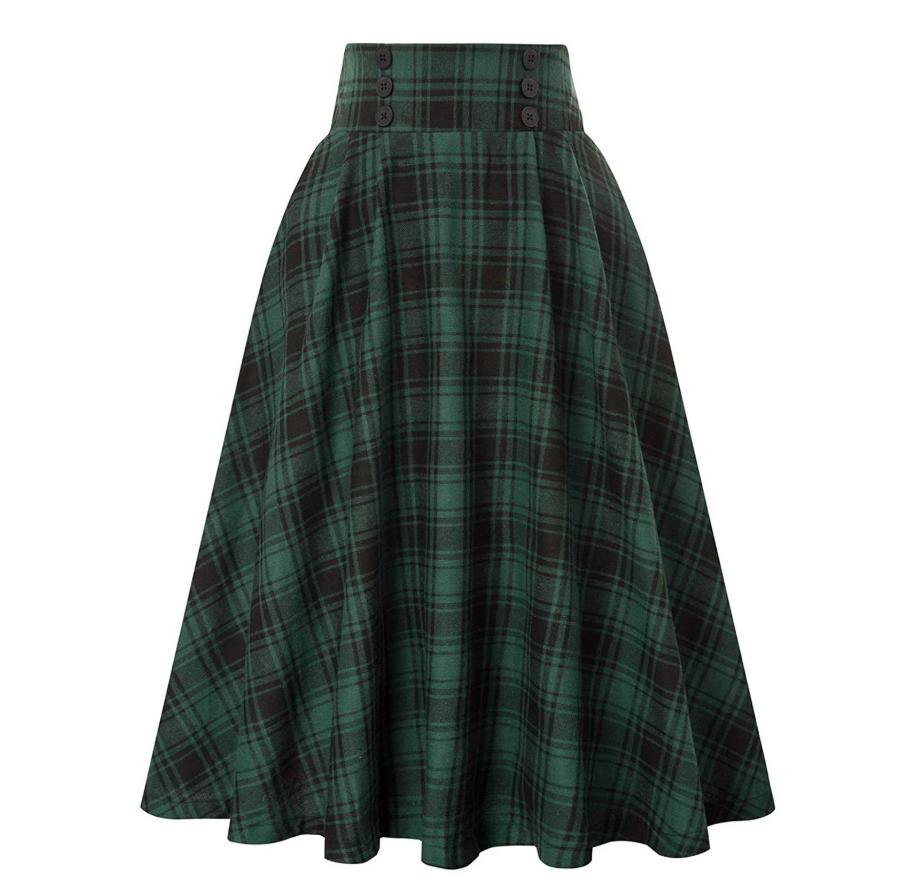 

Винтажная художественная юбка-трапеция миди большого размера в клетку с эффектом кисти M зелёный