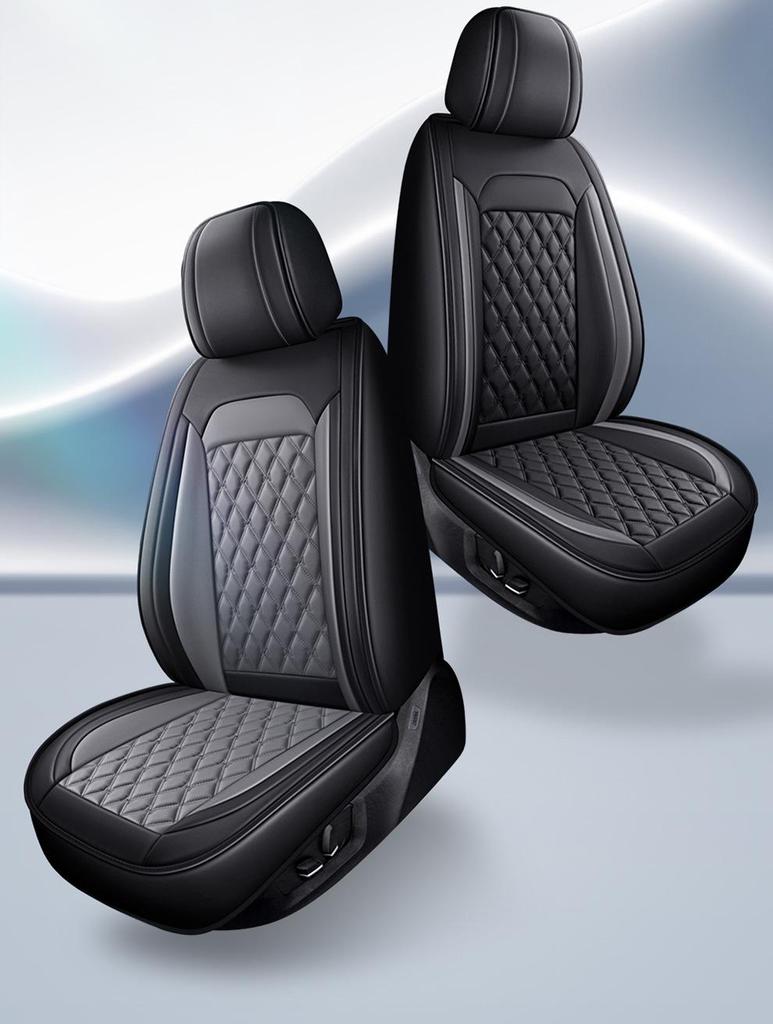 All-Season Universal Leather Car Seat Cover with Diamond Design - Breathable & Durable for Five Seats