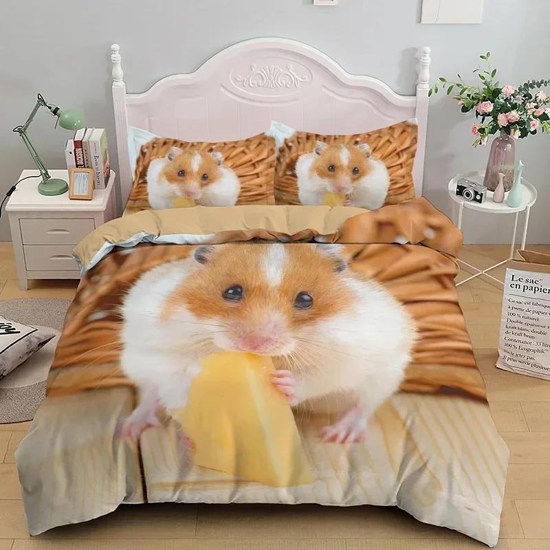 

3D Хомяк Милые Животные Удобное Одеяло Пододеяльник Наволочка Комплект Постельного Белья Декор Детской Комнаты Домашний Текстиль 70x133cm