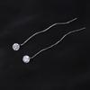 Long Ear Line Drop Earrings for Women Fashion Round Crystal Dangle Earrings Korean Sweet Temperament Jewelry Accessories