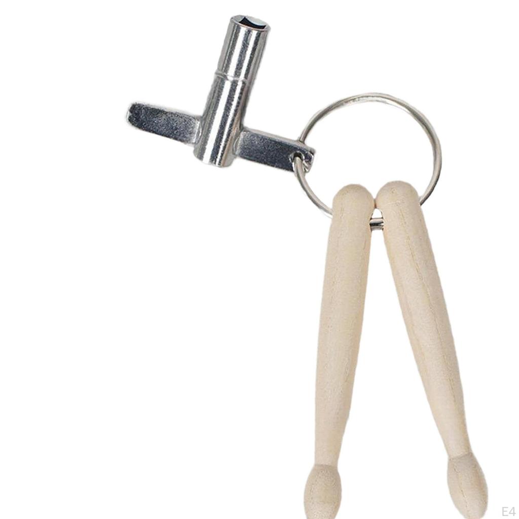 Mini Drumstick Keychain Musical Instrument Toy Compact Percussion Maintenance Tool with Drum Key for