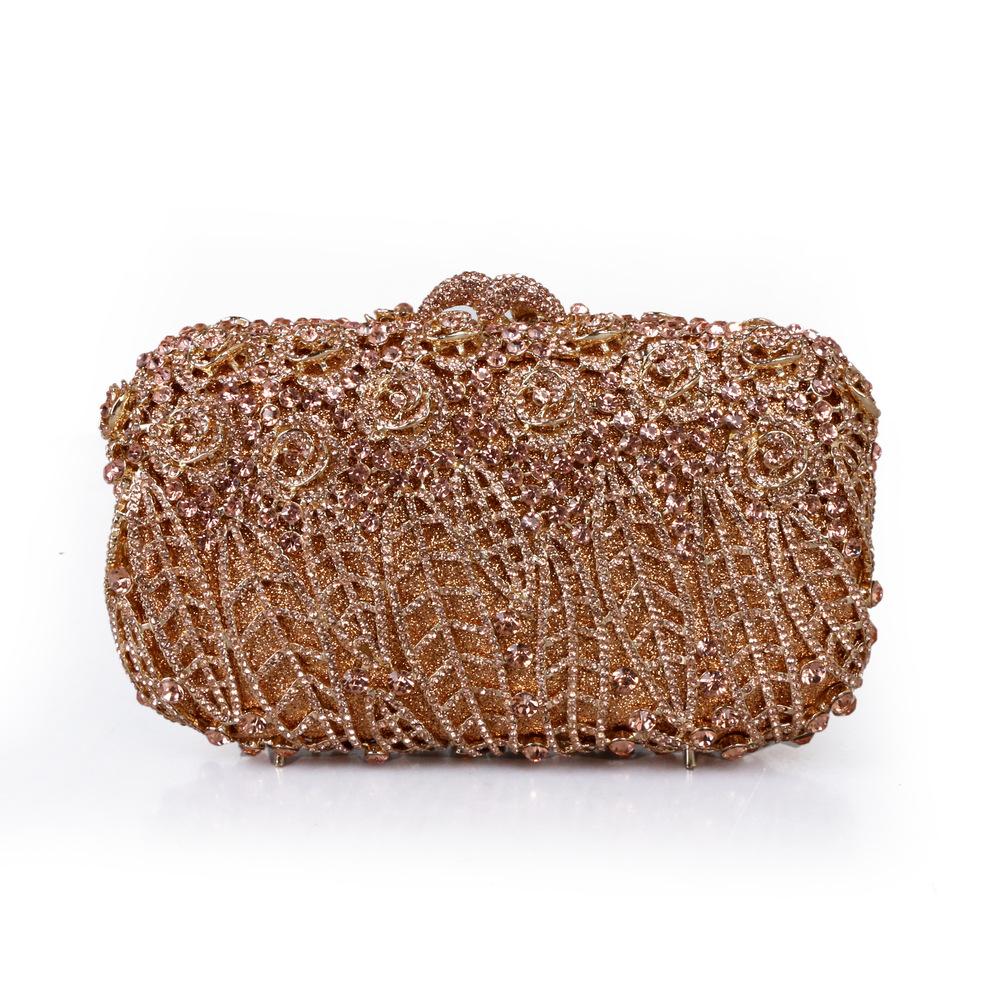 

Full Stones Flower Party Box Clutch Purple/green Crystal Evening Bag Wedding Bridal Minaudiere Handbags Chain Women Bag