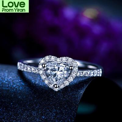 Rhinestone Aaa Cubic Zirconia Wedding Rings For Women Cz Austrian Crystal Heart Silver Plated Bridal Ring Engagement Jewelry