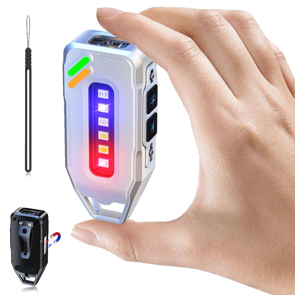 Powerful Mini COB LED Keychain Flashlight USB Rechargeable Hanging Work Light Waterproof Keyring Camping Walking Pocket Lamp