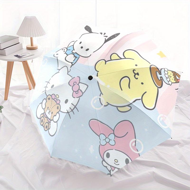 1pc Pom Pom Purin Hello Kitty Pochacco My Melody Pattern Automatic Umbrella Is Fashionable and Good-Looking, a Portable 3-Fold Umbrella, Suitable for