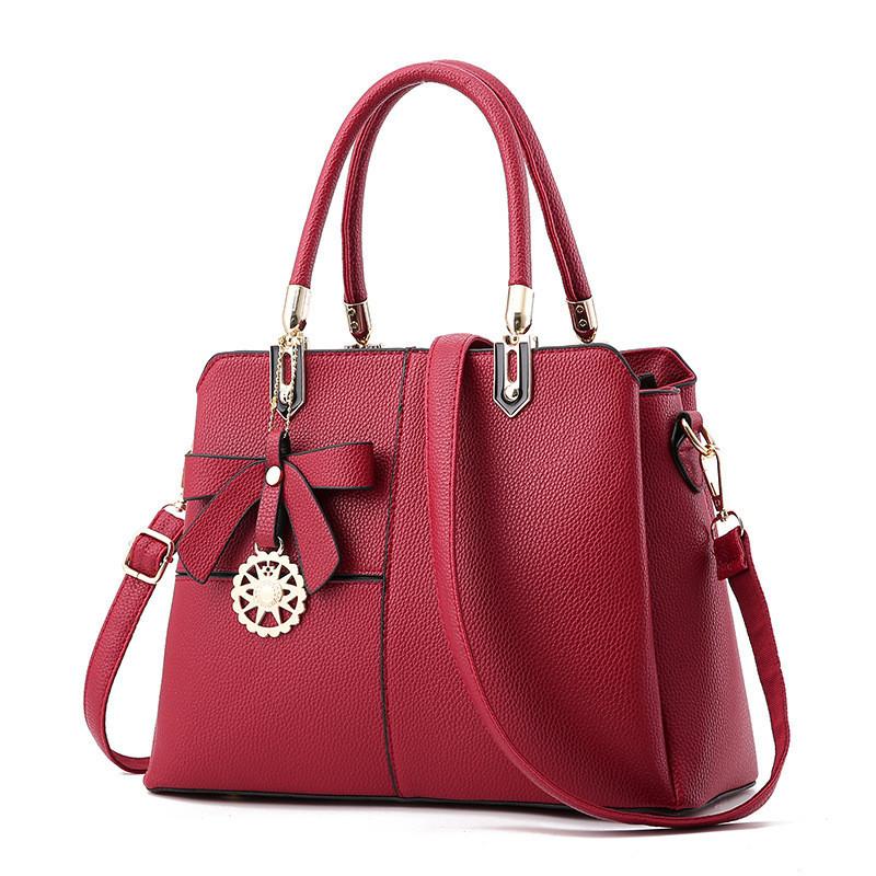 2023 New Fashion Color Block Handbag European And American Style Large Capacity Butterfly Knot Shoulder Crossbody Bag Red