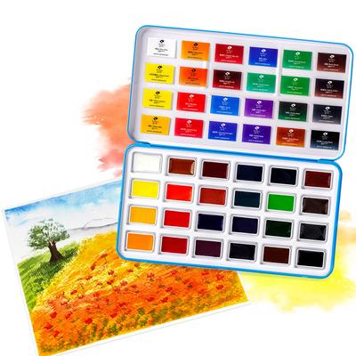 Paul Rubens Watercolor Paint Set, 24 Colors, Solid Watercolor Paints, Large Capacity, Made with Gum Arabic, In a Metal Case, Ideal for Landscape Paint