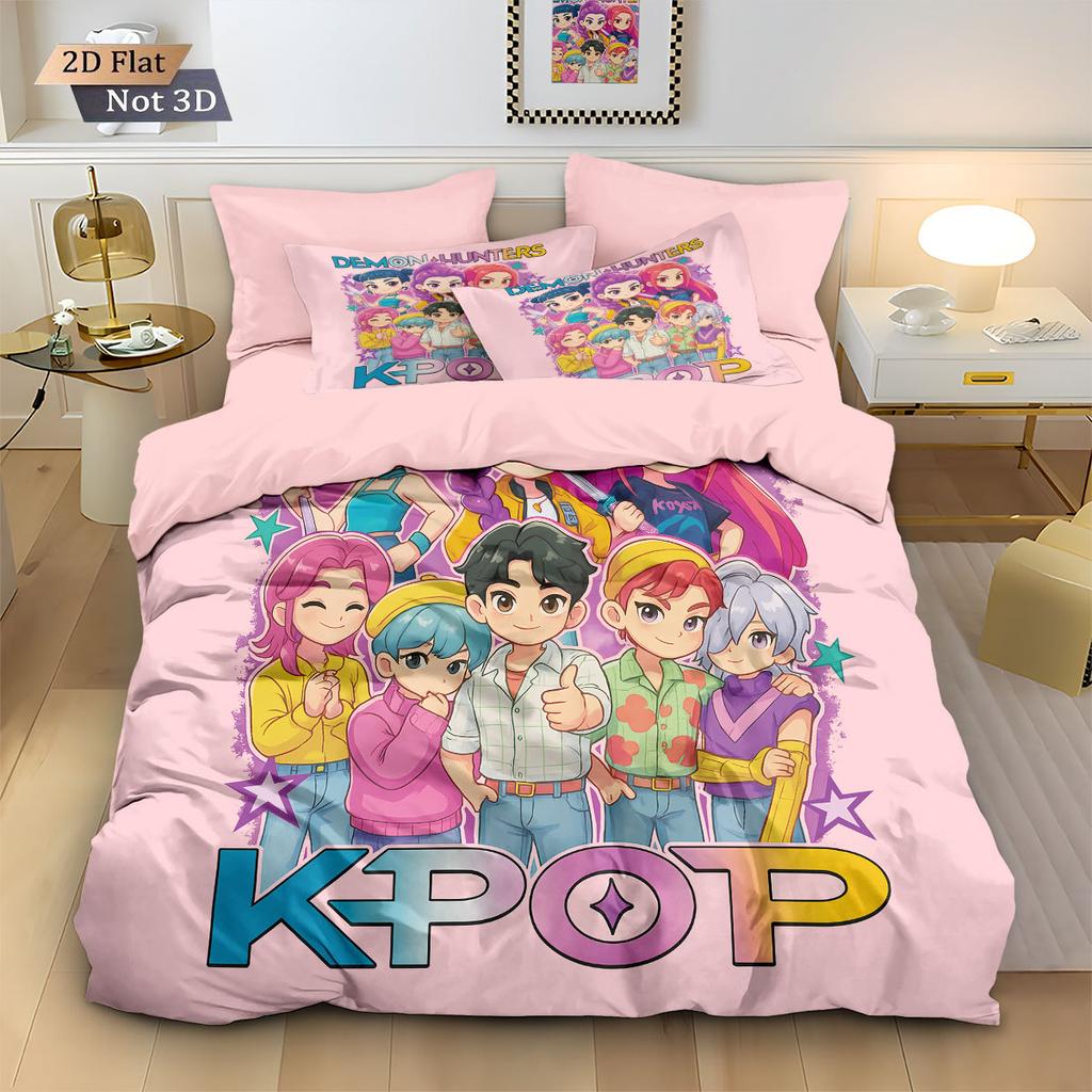 3Pcs K-Pop Hunting Witch Demon Bedding Set Duvet Cover Set Pillowcases Bed Linen Modern Home Textile Soft Bed Cover For Home