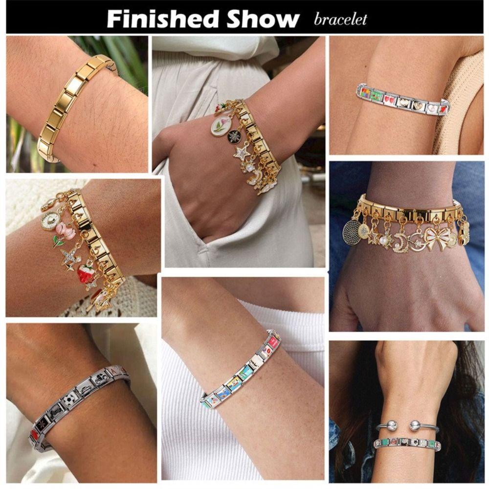 Brățară cu talismane din oțel inoxidabil, cu zale, cu fundiță, bijuterii, brățară modulă la modă, accesorii, cadou