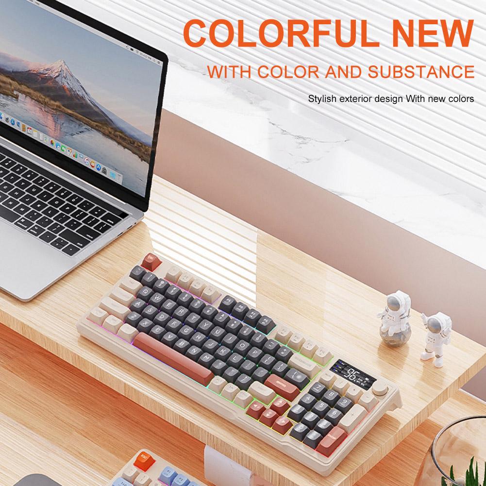 M96 Bluetooth Keyboard Wireless ZIYOULANG 94 Keys Gaming Keyboard,Electronic Screen, Multi-Device Connection,Ergonomics Gaming