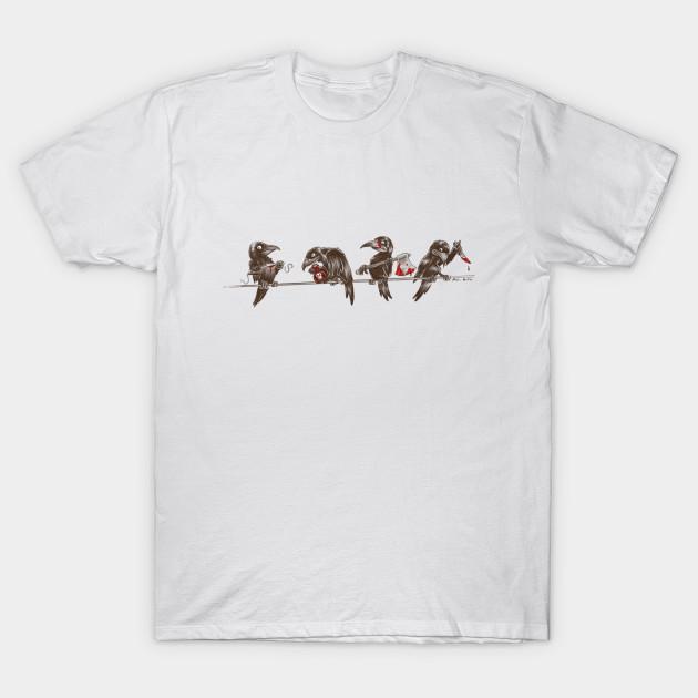 Men Black Print T-shirt Murder Of Crows No-Cut Transfer Paper Print Cotton Tshirt S белый